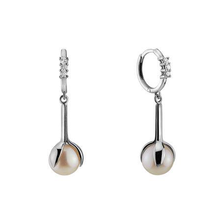 Diamond earrings with Pearl Ocean Flora