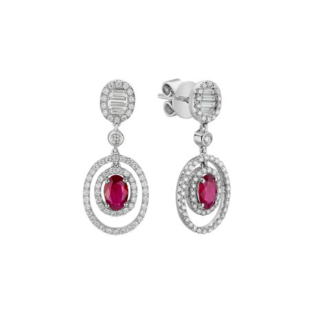 Diamond earrings with Ruby Tiger Eye