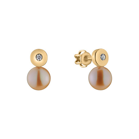 Diamond earrings with Pearl Planets of Water