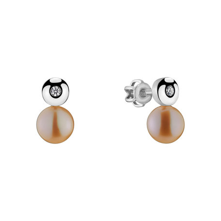 Diamond earrings with Pearl Planets of Water