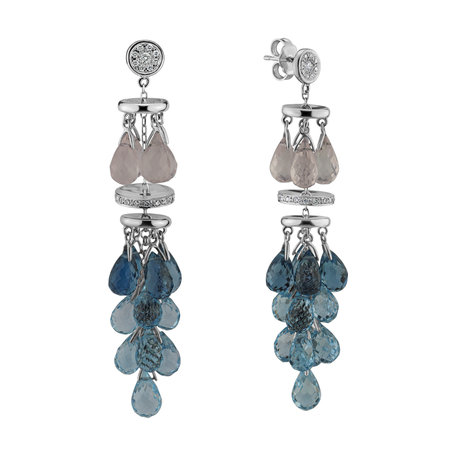 Diamond earrings, Rose Quartz and Topaz Courteously Innocent