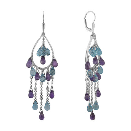 Diamond earrings, Topaz and Amethyst Vela