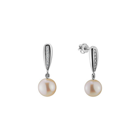 Diamond earrings with Pearl Water Elegance
