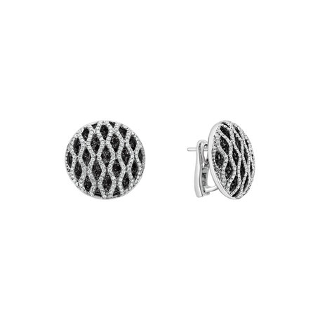 Earrings with black and white diamonds Brilliant Wheels