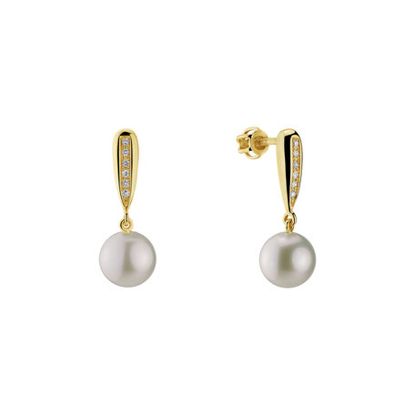 Diamond earrings with Pearl Water Elegance