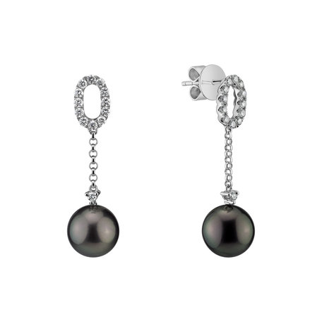 Diamond earrings with Pearl Ocean Void