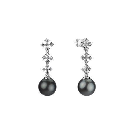 Diamond earrings with Pearl Ocean of Virtue