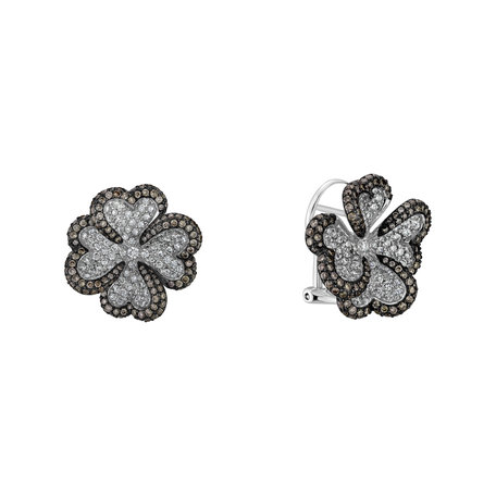 Earrings with brown and white diamonds Delicate Luck