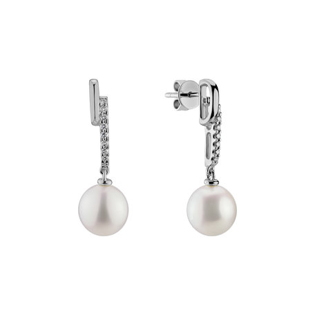 Diamond earrings with Pearl River of Ximena