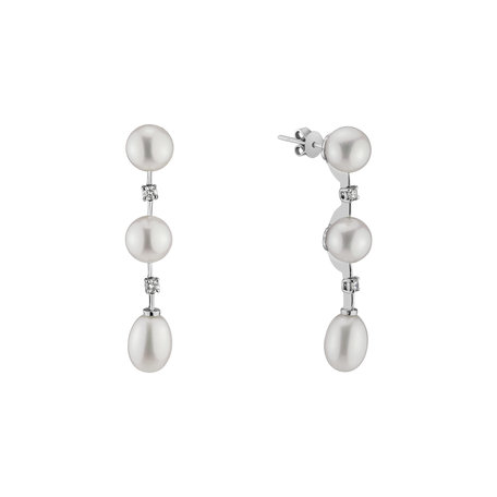 Diamond earrings with Pearl Thalia Treasure