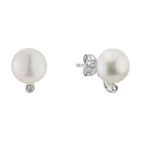 Diamond earrings with Pearl Sonia River