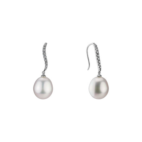 Diamond earrings with Pearl Undersea Sierra