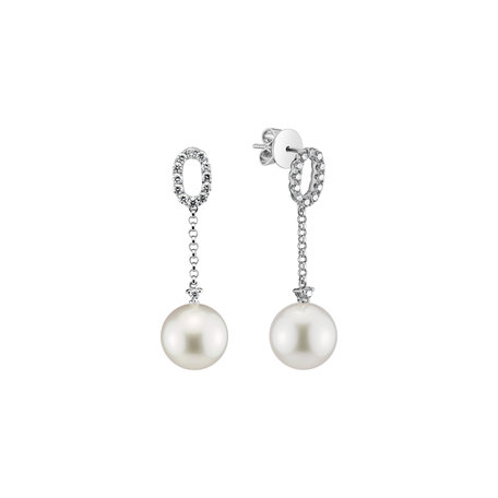 Diamond earrings with Pearl Frozen Ocean