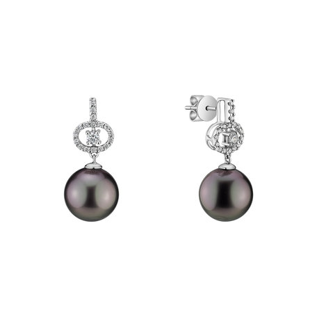 Diamond earrings with Pearl Living Deep