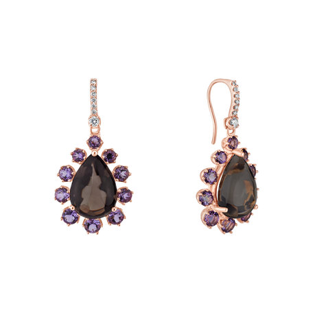 Diamond earrings with Quartz and Amethyst Astral Travel