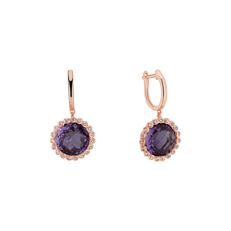 Diamond earrings with Amethyst Radiant Aurora