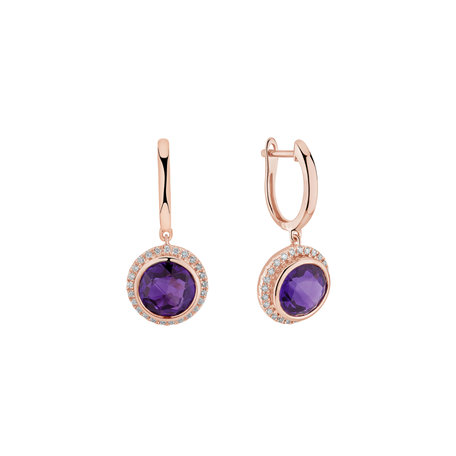 Diamond earrings with Amethyst Iridescent