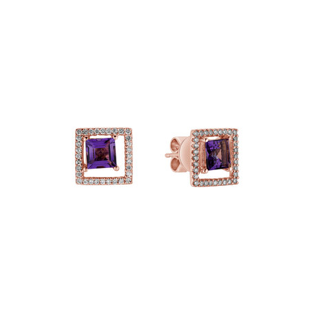 Diamond earrings with Amethyst Melancholy  Echo