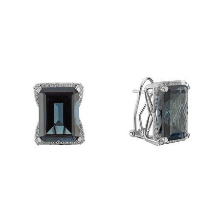 Diamond earrings with Topaz Blue Harmony