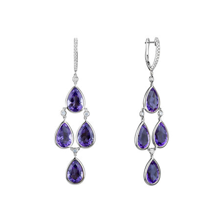 Diamond earrings with Amethyst Dita