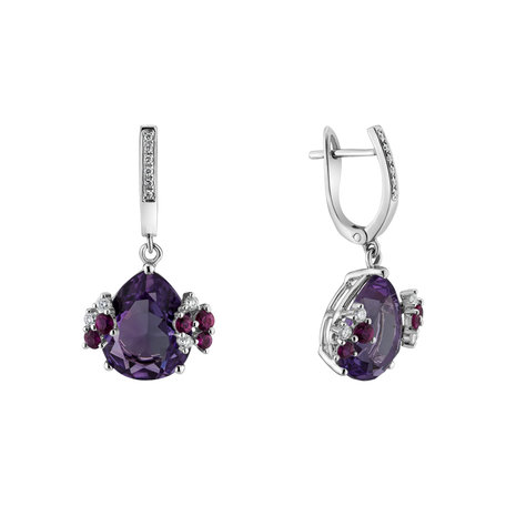 Diamond earrings with Amethyst and Sapphire Reasonable Change