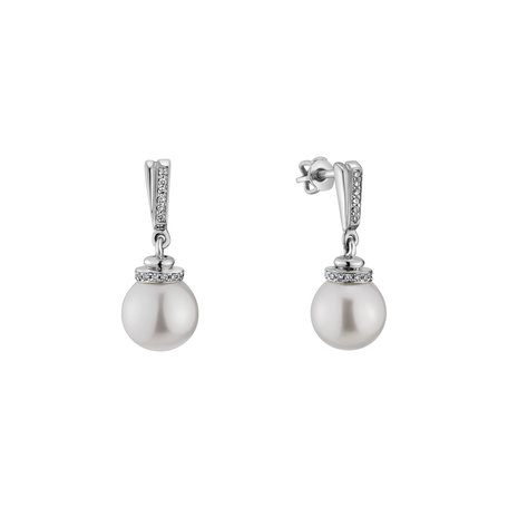 Diamond earrings with Pearl Sea Twins