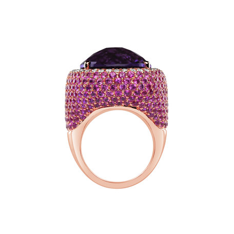 Diamond ring with Amethyst and Sapphire Violetta