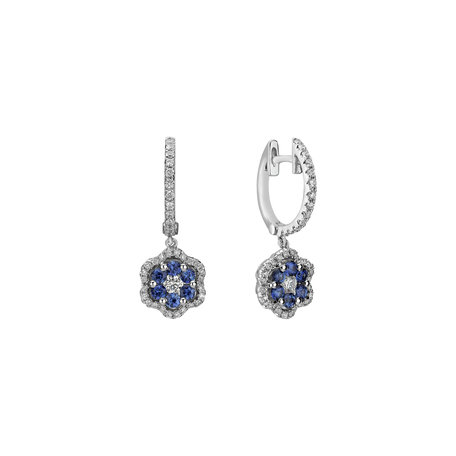 Diamond earrings and Sapphire Blooming Jewellery