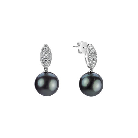 Diamond earrings with Pearl Celeste