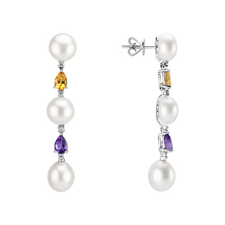 Diamond earrings, Amethyst ,Citrine and with Pearl Ocean Dream