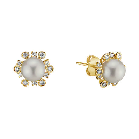 Diamond earrings with Pearl Abeiria