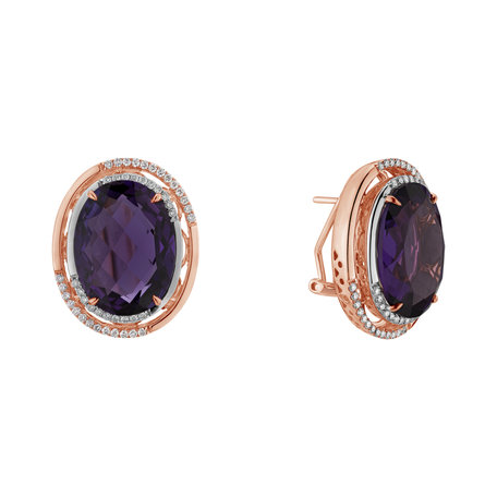 Diamond earrings with Amethyst Velonara