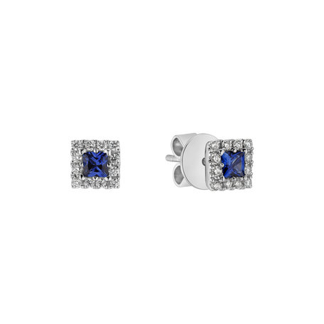 Diamond earrings with Sapphire Royal Squares