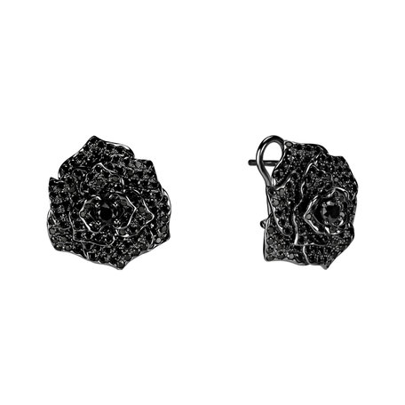 Earrings with black diamonds Witching Rose