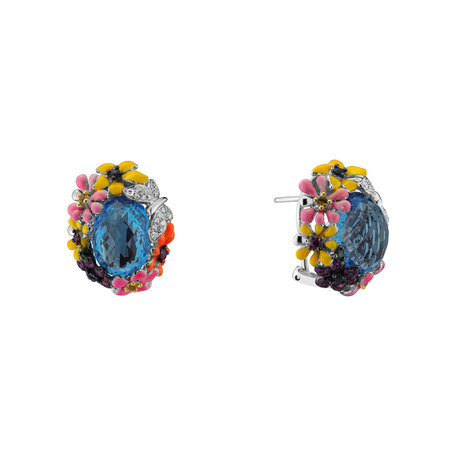 Diamond earrings with Topaz and gemstones Focusing on Spirituality