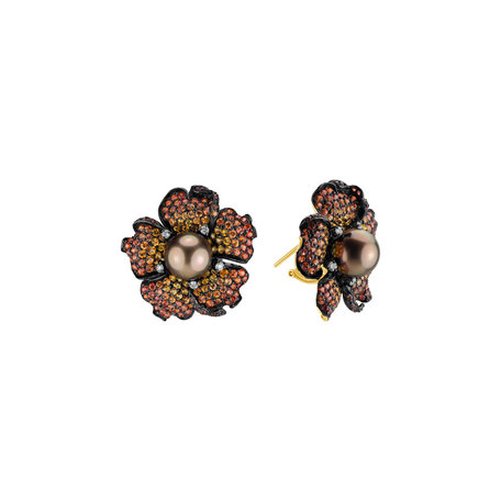 Diamond earrings, multisapphire and Pearl Candis