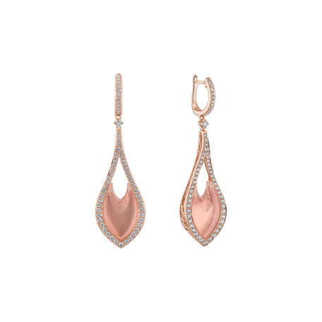 Diamond earrings with Rose Quartz Miss Poetic