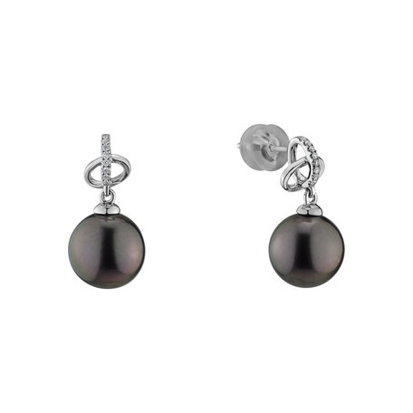 Diamond earrings with Pearl Ocean Rhythm