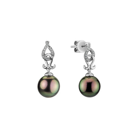 Diamond earrings with Pearl Neptunian Secret