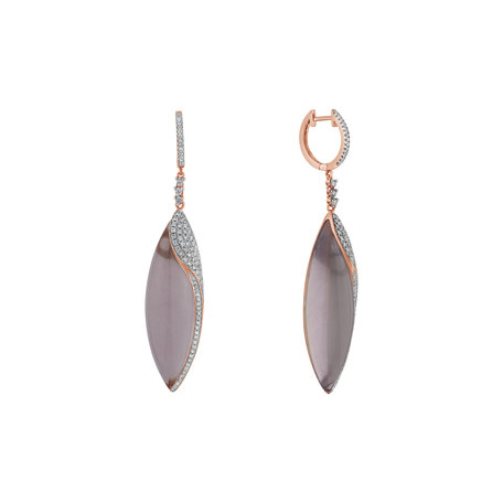 Diamond earrings with Rose Quartz Abbasid