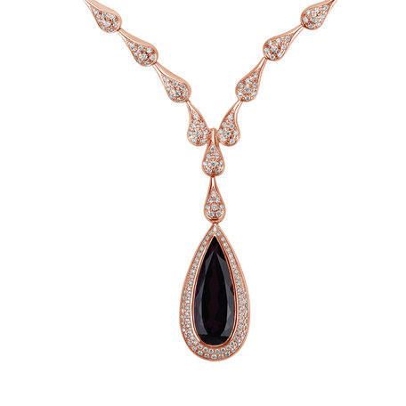 Diamond necklace with Rhodolite Dark Eminence