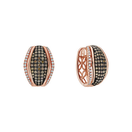 Earrings with brown and white diamonds Goldie