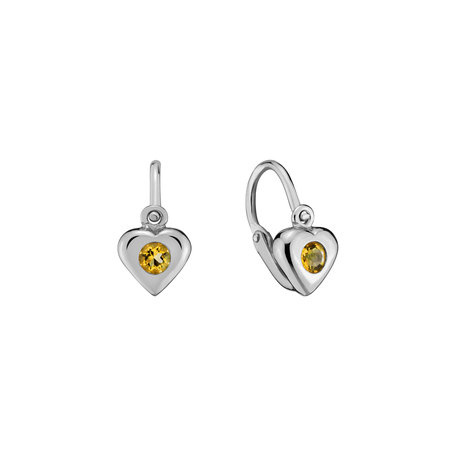 Children's earrings with Citrine Eternal Love