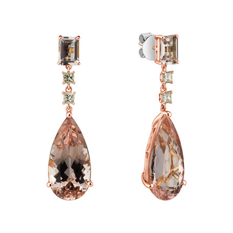 Earrings with Morganite and yellow diamonds Saga