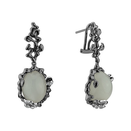 Diamond earrings with Moonstone Night Romance