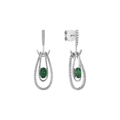 Diamond earrings with Emerald Gravity of Emerald