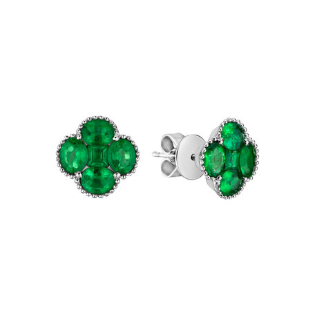 Earrings with Emerald Beauty Clover