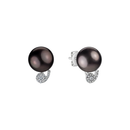 Diamond earrings with Pearl Nameless Ocean