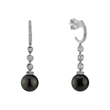 Diamond earrings with Pearl Ocean Doom