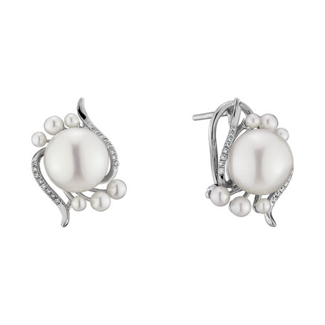 Diamond earrings with Pearl Tear of Mermaid